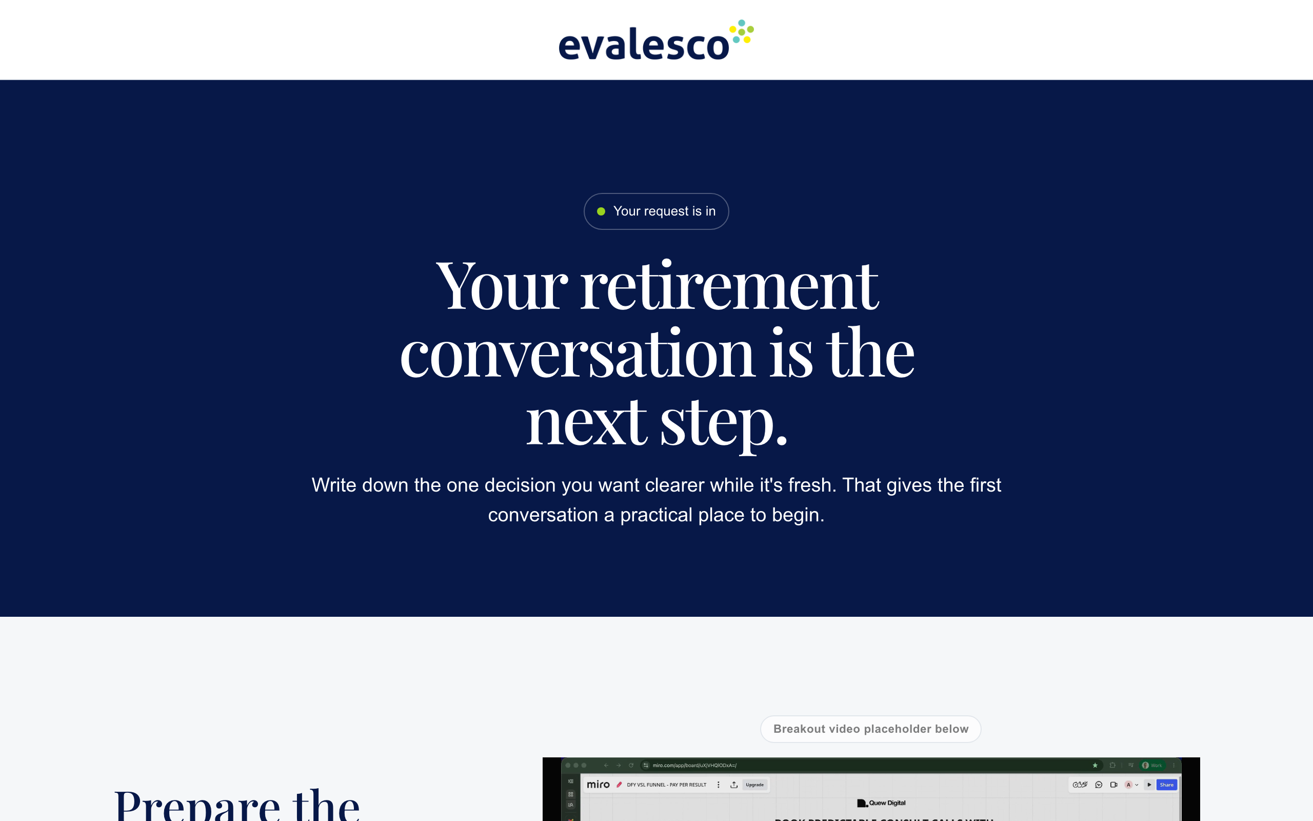 Confirmation page preview