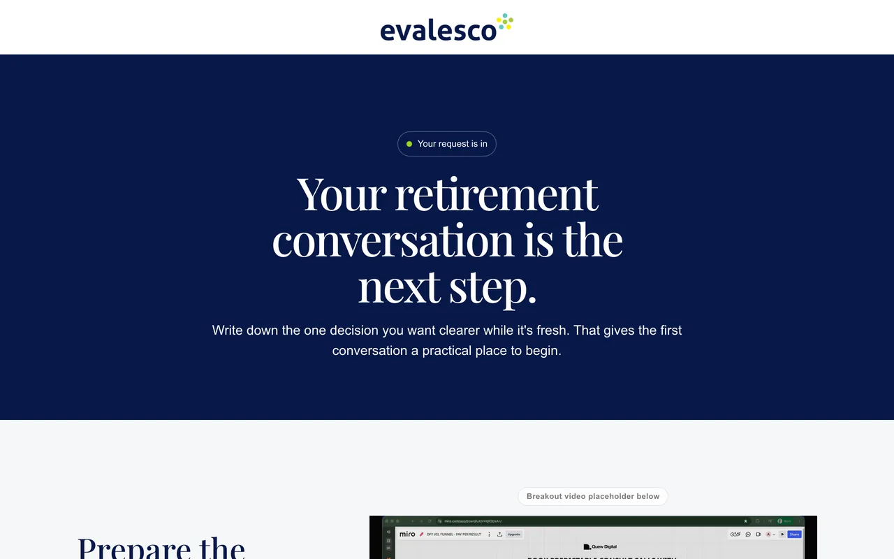 Confirmation page preview